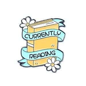 Cute Bookish Theme Enamel Pin/Brooches, "Currently Reading."